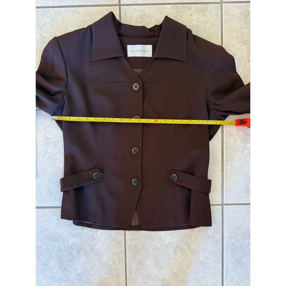 Dana Buchman Womens Brown Wool 4 Button Closure Jacket Blazer Size 14 - Picture 5 of 6